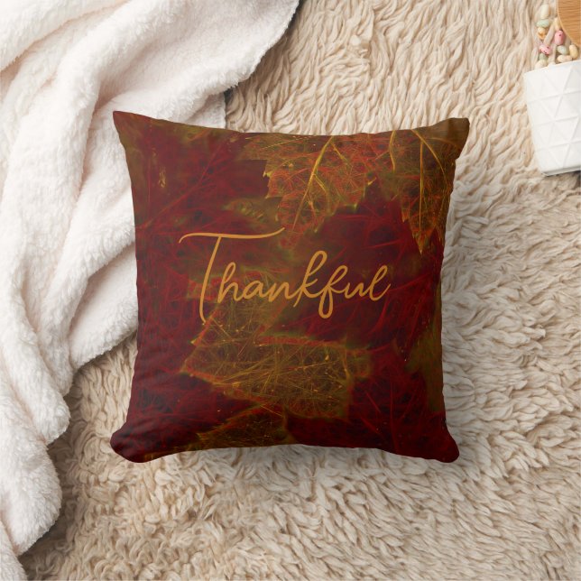 Fall Red Gold Rustic Elegant Maple Leaves Cushion (Blanket)