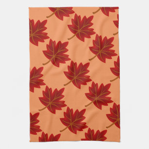 Fall Red Maple Leaf Tea Towel