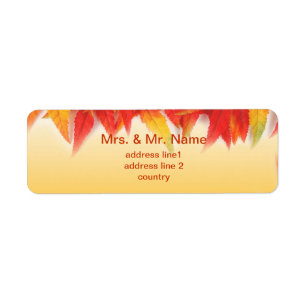 Fall red maple leaves address label return address label