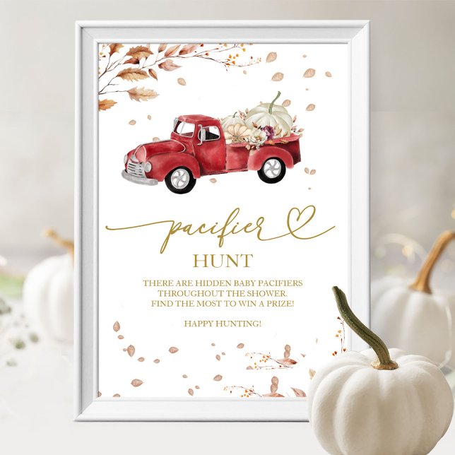 Fall RedTruck Pacifier Hunt Baby Shower Game Sign (Creator Uploaded)