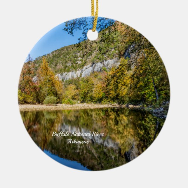 Fall Reflections Buffalo River Circle Ornament (Front)