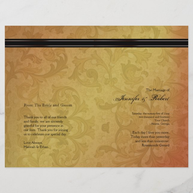 Fall Regency Wedding Program (Front)