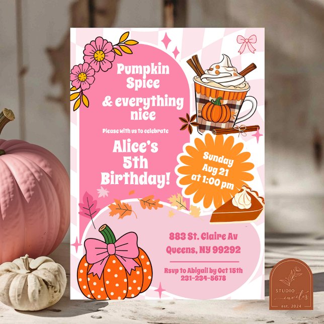 Fall Retro Pumpkin spice and everything nice  Invitation (Creator Uploaded)