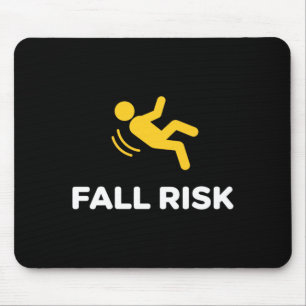 Fall Risk Funny Safety Humour Sign Falling Icon Mouse Pad