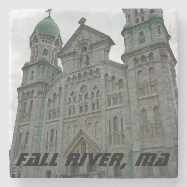 Fall River, MA Church Gothic Architecture Stone Coaster (Front)