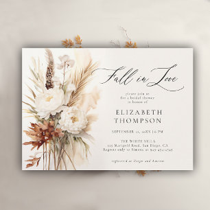 Fall Romantic Bouquet Boho Peony Bridal Shower Invitation