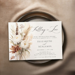Fall Romantic Bouquet Boho Peony Engagement Party Invitation