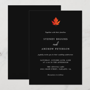 Fall Romantic Elegant Black Wedding Invitation