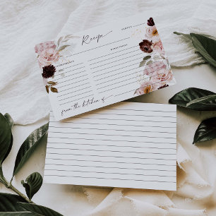 Fall Rose Bridal Shower Activity Game Recipe Card