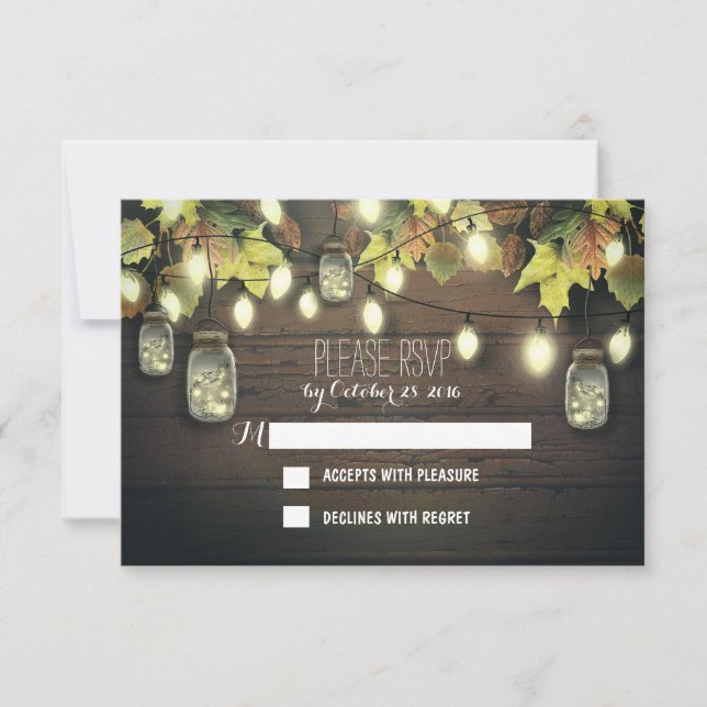 Fall RSVP cards with twinkle lights mason  jars (Front)
