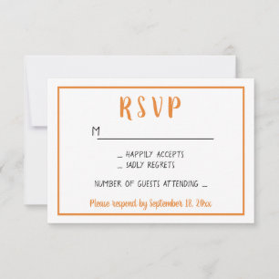 Fall RSVP Orange Autumn Wedding Party Minimalist Card