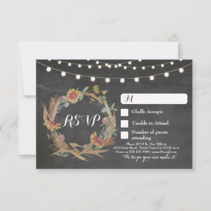 Fall RSVP Wedding Chalkboard Response Cards Lights