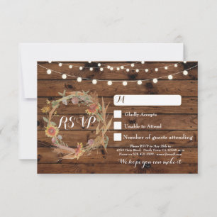 Fall RSVP Wedding Wood Response Cards Lights