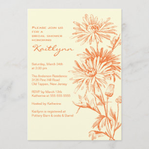 Fall Rust & Cream Floral Bridal Shower Invitation