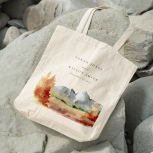 Fall Rust Orange Mountain Trees Foliage Wedding Tote Bag