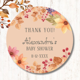 Fall Rustic Autumn Baby Shower Thank You  Classic Round Sticker