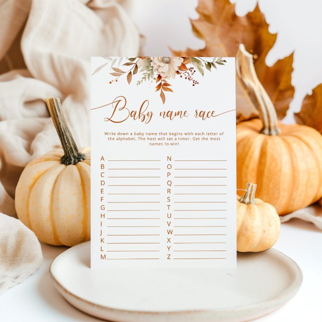 Fall rustic baby name race baby shower game (Creator Uploaded)