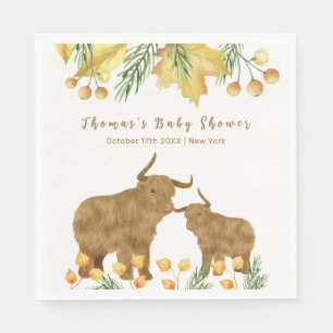 Fall Rustic Boho Highland Cow Baby Shower Napkin