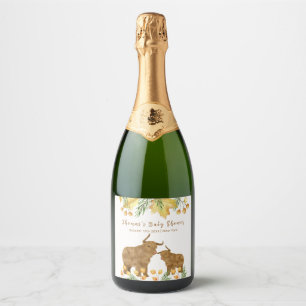 Fall Rustic Boho Highland Cow Baby Shower  Sparkling Wine Label