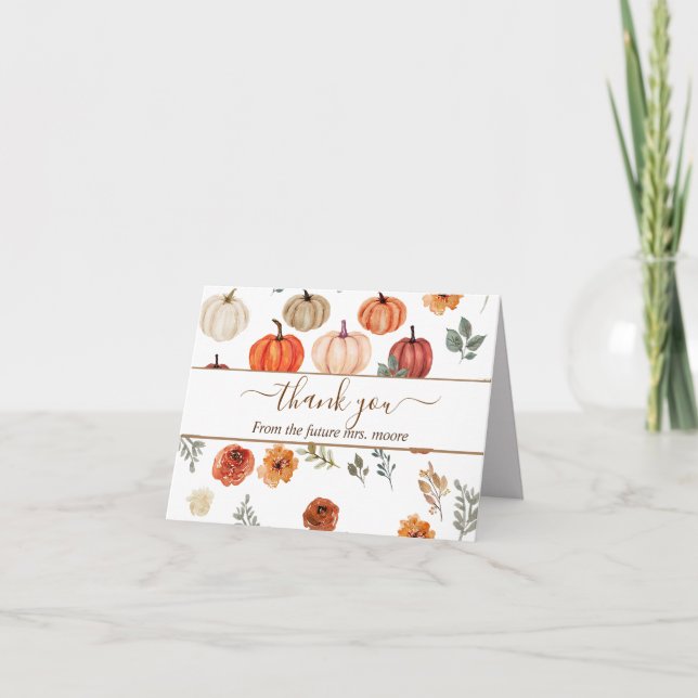 Fall Rustic Bridal Shower Folded Thank You Card (Front)