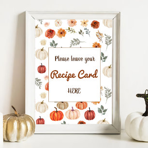 Fall Rustic Bridal Shower Recipe Card Poster