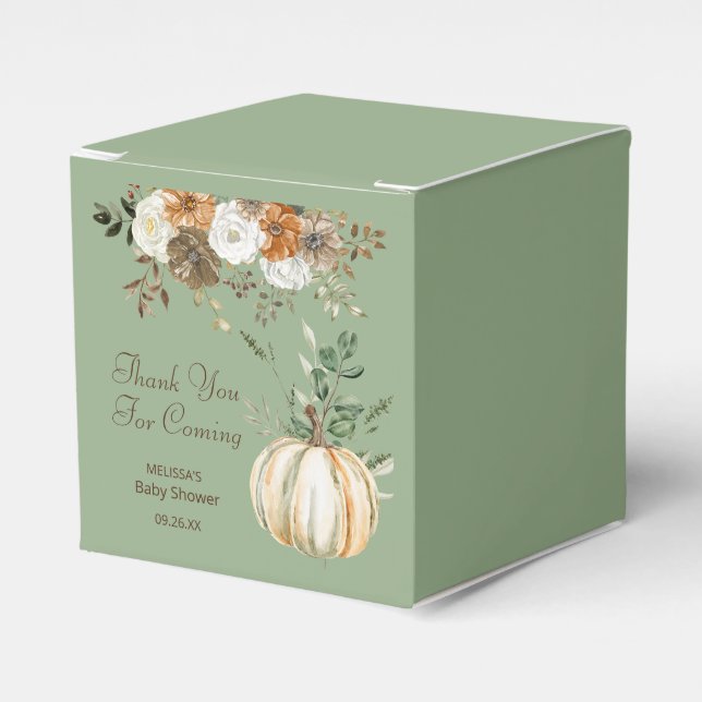 Fall Rustic Brown Floral Greenery Thank You Favour Box (Front Side)