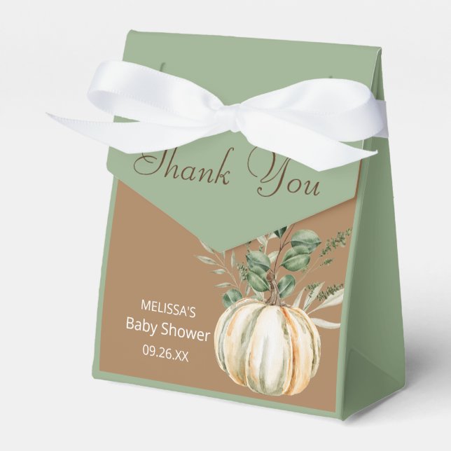 Fall Rustic Brown Floral Greenery Thank You Favour Box (Front Side)