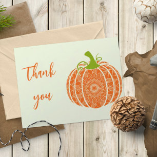Fall Rustic Country Orange Pumpkin Thanksgiving  Thank You Card