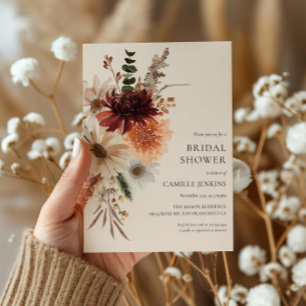 Fall Rustic Floral Bridal Shower Invitation
