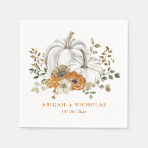 Fall Rustic Floral Pumpkin Wedding Napkins
