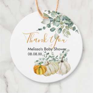 Fall rustic orange pumpkin greenery thank you favour tags