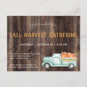 Fall Rustic Pick Up Pumpkins Fall Party Invitation