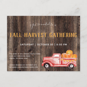 Fall Rustic Pick Up Pumpkins Fall Party Invitation Postcard