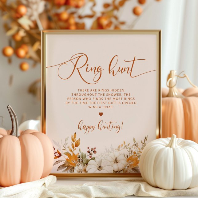 Fall rustic ring hunt bridal shower game poster (Creator Uploaded)