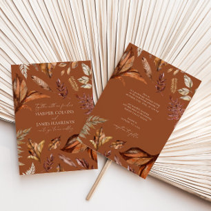 Fall Rustic & Terracotta Leaves Boho Wedding  Invitation