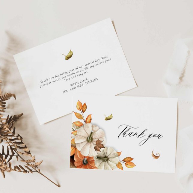 Fall Rustic Wedding Thank You Card (Fall Boho Wedding Thank you card)