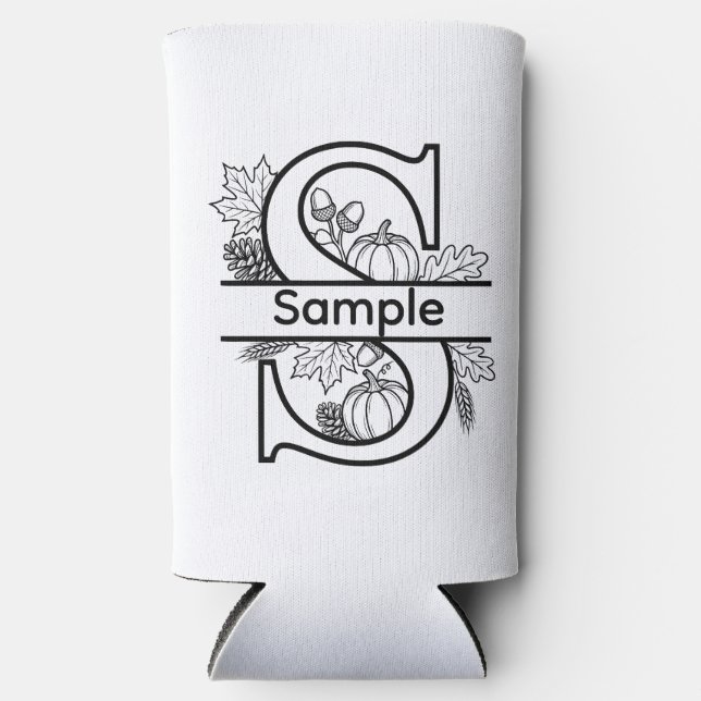 Fall S Monogram Seltzer Can Cooler (Front)