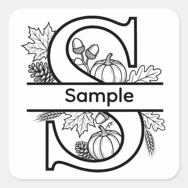 Fall S Monogram Square Sticker (Front)