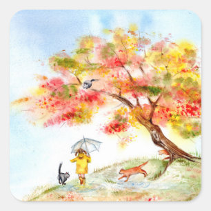Fall Sakura Colours Square Sticker