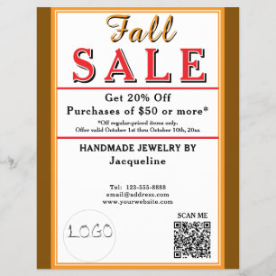 Fall Sale Orange Brown White Heart Flyer