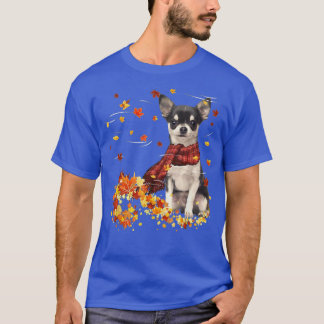 Fall Scarf  Chihuahua Dog Autumn Falling Leaves  T-Shirt
