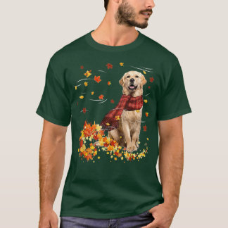 Fall Scarf  Golden Retriever Dog Autumn Falling Le T-Shirt