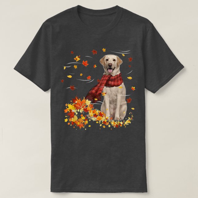 Fall Scarf  Labrador Dog Autumn Falling Leaves240  T-Shirt (Design Front)
