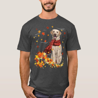 Fall Scarf  Labrador Dog Autumn Falling Leaves240  T-Shirt
