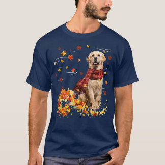Fall ScarfGolden Retriever Dog Autumn Falling Leav T-Shirt