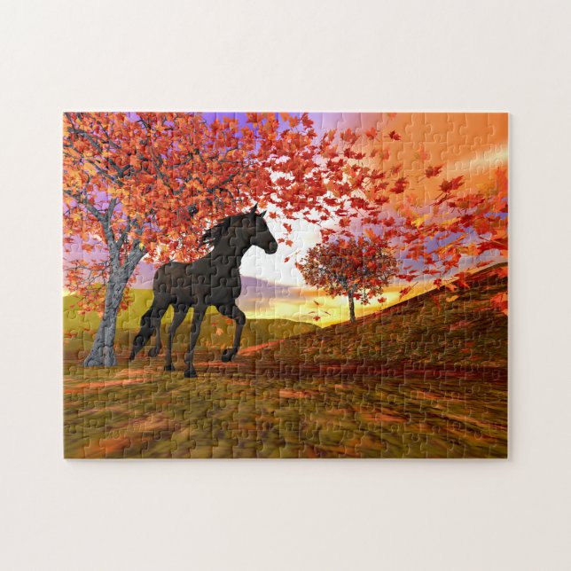 Fall Scene and Horse Jigsaw Puzzle (Horizontal)