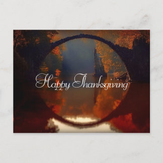Fall Scene Bridge | Thanksgiving Postcard