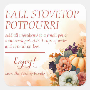 Fall Scented Stovetop Potpourri Label