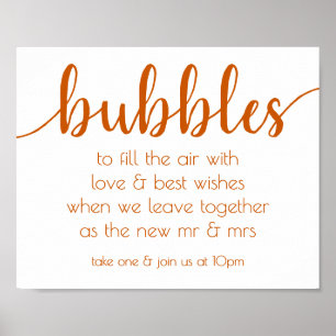 Fall Script   Burnt Orange Bubble Favor Table Sign