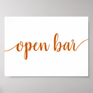 Fall Script   Rustic Burnt Orange Open Bar Sign